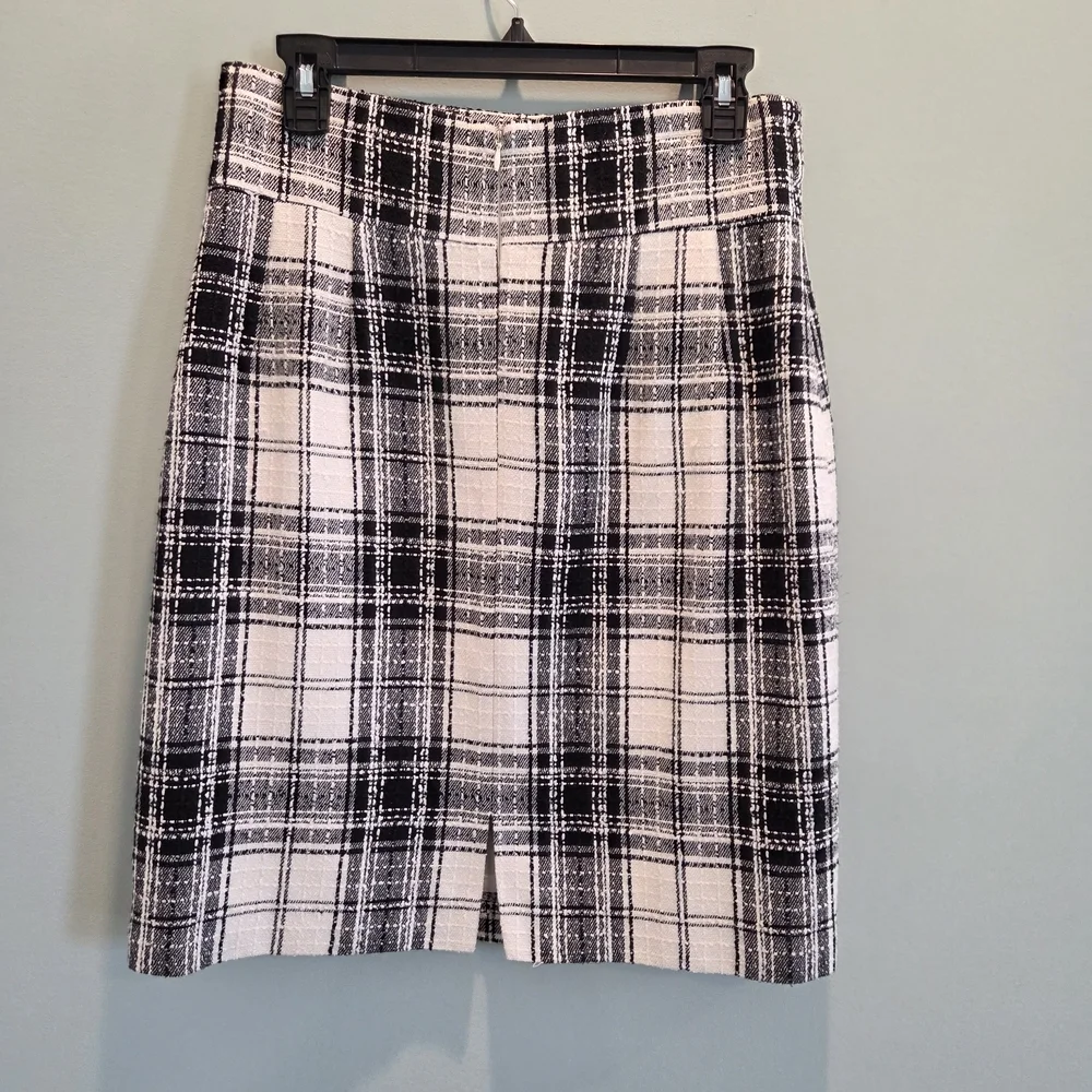 Antonio Melani Plaid Black and White Pencil Women's Skirt Size 6